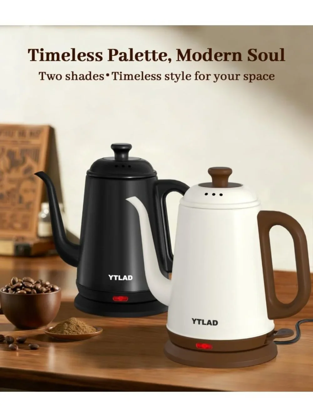 1L Gooseneck Electric Kettle - Fast Boiling, Stainless Steel, Auto Shut-Off